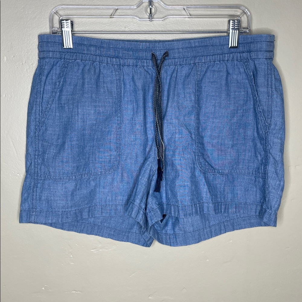 J Crew POINT SUR Blue Shorts 100% Cotton Drawstring Waistband Chambray Medium